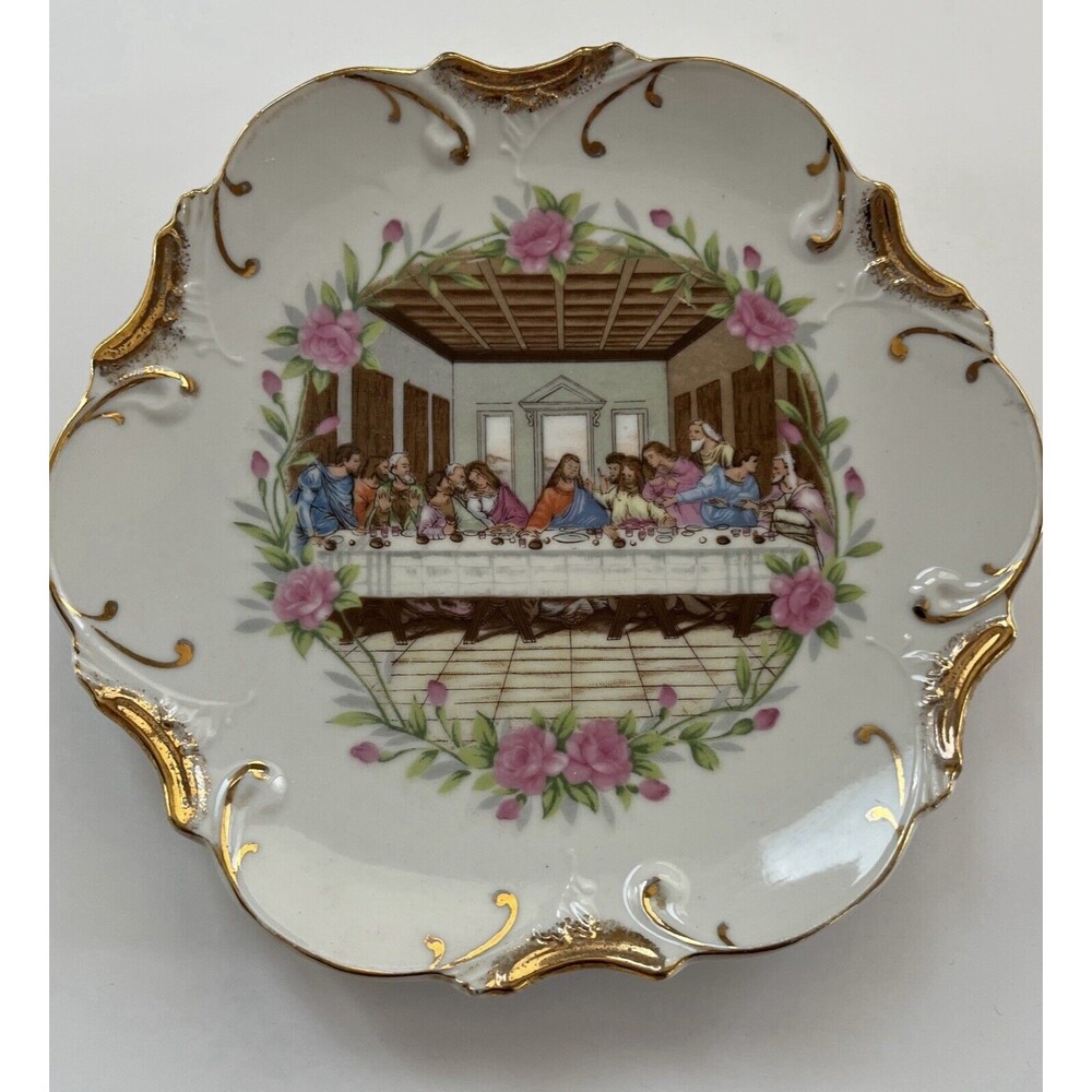 Vintage 18k Gold Trim The Last Supper 8 Inch Decorative Plate Made In Japan